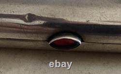 Antique Imperial Russian 84 Silver Pan Slavic Cigarette Case Red Cabochon 4.75