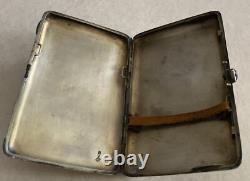 Antique Imperial Russian 84 Silver Pan Slavic Cigarette Case Red Cabochon 4.75