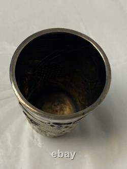 Antique Imperial Russian 84 Silver Repousse 3D Warrior Vodka Cup Beaker