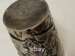 Antique Imperial Russian 84 Silver Repousse 3D Warrior Vodka Cup Beaker