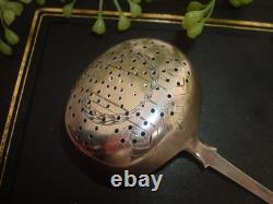 Antique Imperial Russian 84 Silver Tea Strainer Engraved Gold Wash, Marked