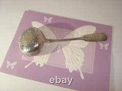 Antique Imperial Russian 84 Silver Tea Strainer Engraved Gold Wash, Marked