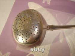 Antique Imperial Russian 84 Silver Tea Strainer Engraved Gold Wash, Marked