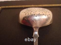 Antique Imperial Russian 84 Silver Tea Strainer Engraved Gold Wash, Marked