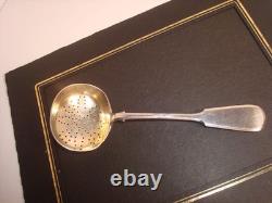 Antique Imperial Russian 84 Silver Tea Strainer Engraved Gold Wash, Marked