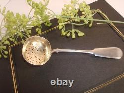 Antique Imperial Russian 84 Silver Tea Strainer Engraved Gold Wash, Marked