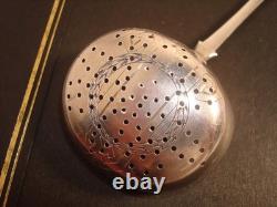 Antique Imperial Russian 84 Silver Tea Strainer Engraved Gold Wash, Marked