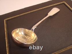 Antique Imperial Russian 84 Silver Tea Strainer Engraved Gold Wash, Marked