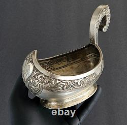 Antique Imperial Russian 84 Sterling Silver Kovsh by Grachev Brothers