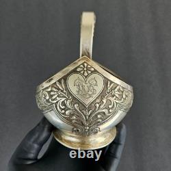 Antique Imperial Russian 84 Sterling Silver Kovsh by Grachev Brothers