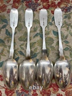 Antique Imperial Russian 84 solid silver x4 table spoons by Morozov