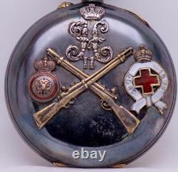 Antique Imperial Russian Army Officer's Award Gunmetal Oversize Pocket Watch