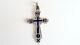 Antique Imperial Russian Blue Enamel Sterling Silver 84 Christian Cross Stamped