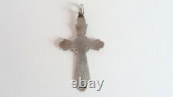 Antique Imperial Russian Blue Enamel Sterling Silver 84 Christian Cross Stamped