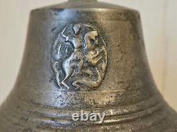 Antique Imperial Russian Brass Bell 1800s Inscribed Makers Mark Emblem