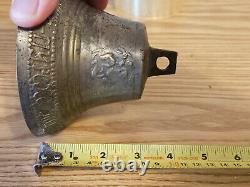 Antique Imperial Russian Brass Bell 1800s Inscribed Makers Mark Emblem