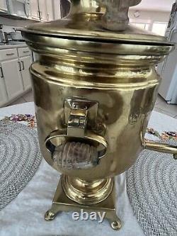 Antique Imperial Russian Brass Samovar 1870's. 16.5 Tall