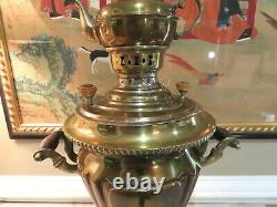 Antique Imperial Russian Brass Samovar withTeapot, 23 Tall