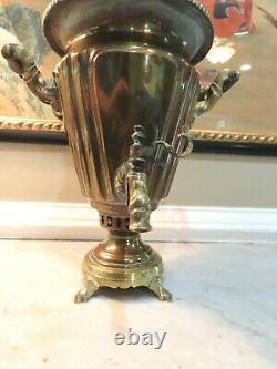 Antique Imperial Russian Brass Samovar withTeapot, 23 Tall