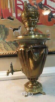 Antique Imperial Russian Brass Samovar withTeapot, 23 Tall