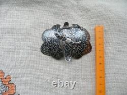 Antique Imperial Russian Caucasian Niello Silver Belt Buckle. 19th. Century, marks