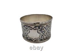 Antique Imperial Russian Caucasus 84 Silver Niello Napkin Ring 1 Tall 20 Grams