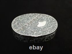 Antique Imperial Russian Chased 84 Niello Silver Snuff Pill Vesta Box Kovsh Case