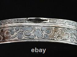 Antique Imperial Russian Chased 84 Niello Silver Snuff Pill Vesta Box Kovsh Case