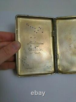 Antique Imperial Russian Cigarette Case Moscow 84 Silver Gold Script Art Nouveau