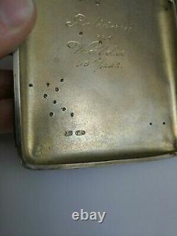 Antique Imperial Russian Cigarette Case Moscow 84 Silver Gold Script Art Nouveau