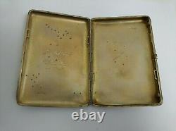 Antique Imperial Russian Cigarette Case Moscow 84 Silver Gold Script Art Nouveau