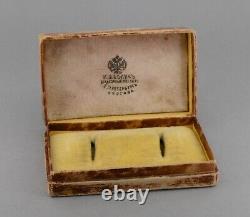 Antique Imperial Russian Cufflinks Earrings Box BOLIN Moscow St. Petersburg 1905