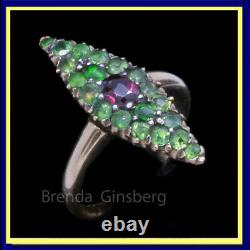 Antique Imperial Russian Demantoid Garnet Ring 14k gold Garnets c1900 (7026)