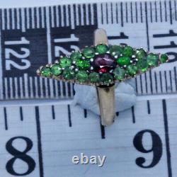 Antique Imperial Russian Demantoid Garnet Ring 14k gold Garnets c1900 (7026)