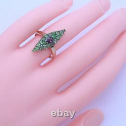 Antique Imperial Russian Demantoid Garnet Ring 14k gold Garnets c1900 (7026)