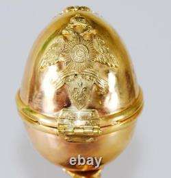 Antique Imperial Russian Easter Egg Desk Clock Gilt Silver Verge Fusee c1880's