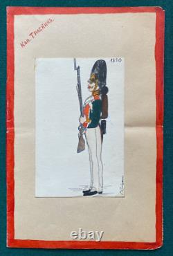 Antique Imperial Russian Emigre Pen Ink Life Guards Signed Prince Andrei Romanov