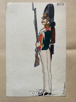 Antique Imperial Russian Emigre Pen Ink Life Guards Signed Prince Andrei Romanov