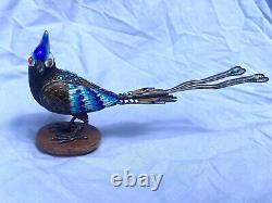 Antique Imperial Russian Enamel Cloisonné 84 Silver Blue Magpie Jay Figurine