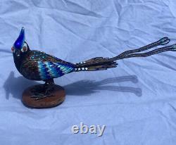 Antique Imperial Russian Enamel Cloisonné 84 Silver Blue Magpie Jay Figurine