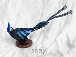 Antique Imperial Russian Enamel Cloisonné 84 Silver Blue Magpie Jay Figurine