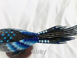 Antique Imperial Russian Enamel Cloisonné 84 Silver Blue Magpie Jay Figurine