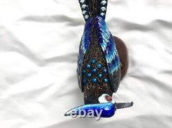 Antique Imperial Russian Enamel Cloisonné 84 Silver Blue Magpie Jay Figurine