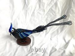 Antique Imperial Russian Enamel Cloisonné 84 Silver Blue Magpie Jay Figurine