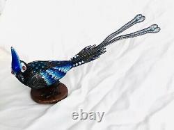 Antique Imperial Russian Enamel Cloisonné 84 Silver Blue Magpie Jay Figurine