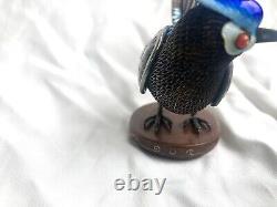 Antique Imperial Russian Enamel Cloisonné 84 Silver Blue Magpie Jay Figurine