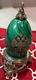 Antique Imperial Russian Enamel Hallmarks 84 Silver Malachite Egg Set with Stand