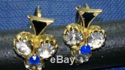 Antique Imperial Russian Enamel ROSE Gold 56 14K Jewelry Old Earrings 3.2 gr
