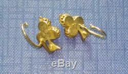 Antique Imperial Russian Enamel ROSE Gold 56 14K Jewelry Old Earrings 3.2 gr