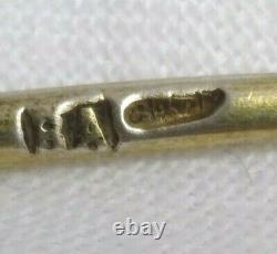 Antique Imperial Russian Enameled 84 Silver Spoon Gilded BA Latin Alphabet Mark